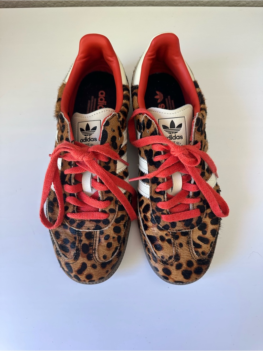 adidas Leopard-Print Samba Sneakers with White Stripes and Red Accents - Picture 3 of 7